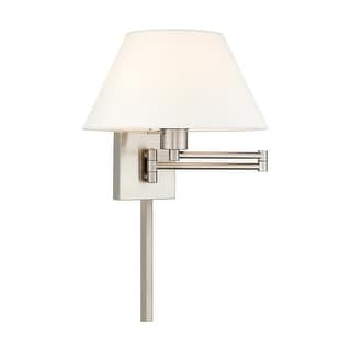 Livex Lighting 1-Light Off-White Shade Swing Arm Wall Lamp, 40039