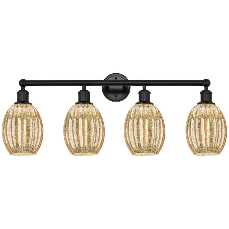 Innovations Lighting Endless Possibilities Edison - Preston - 4 Light 33" Bulb Shade Bath Vanity Light - Mercury/Matte Black