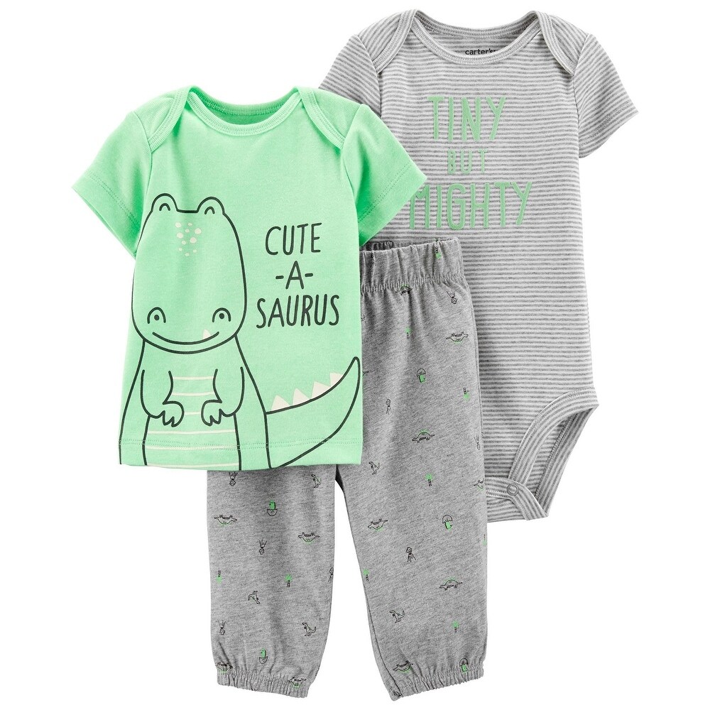 Shop Carter S Baby Boys 3 Piece Dino Little Short Set Neon Green