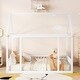 preview thumbnail 55 of 76, Pine Wood Floor Wooden Bed with House Roof Frame and Safety Guardrails