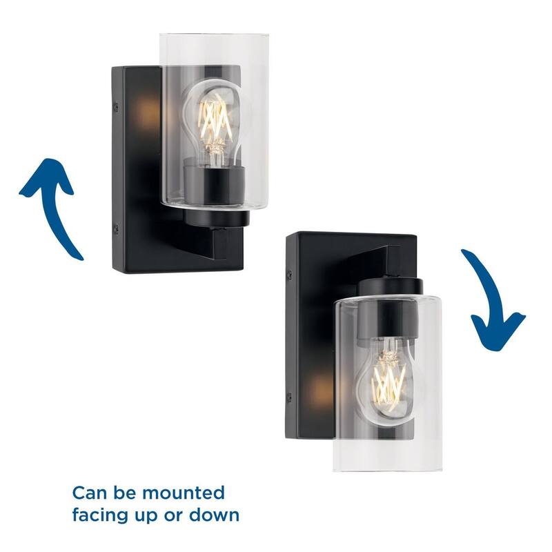 Goodwin Collection One-Light Matte Black Modern Vanity Light with Clear Glass - Small