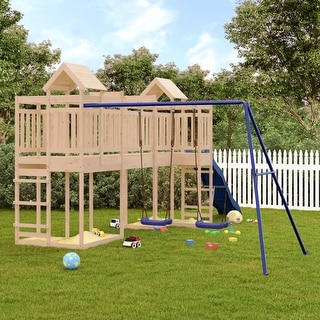 vidaXL Swing Set Outdoor Backyard Wooden Playground Equipment for Kids Age 3-8