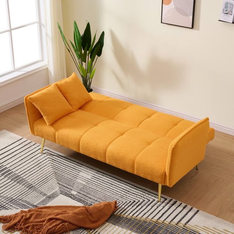 79.92" Teddy Velvet Upholstered Sofa Bed with Adjustable Back and Armrests