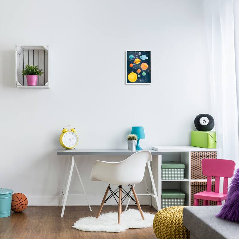 Stupell Milky Way Planets in Orbit Playful Solar System Framed Wall Art - Blue