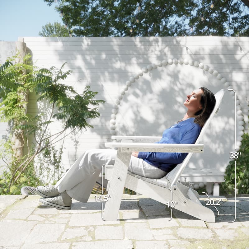 All-Weather Folding Plastic Outdoor Patio Adirondack Chairs With Cup Holder Set of 2 - 35"D x 30"W x 36.2"H