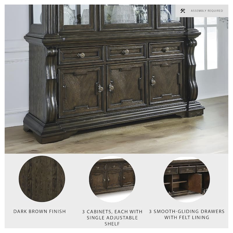 Signature Design by Ashley Maylee Dark Brown Dining Buffet - 71.63" W x 20.75" D x 34.38" H