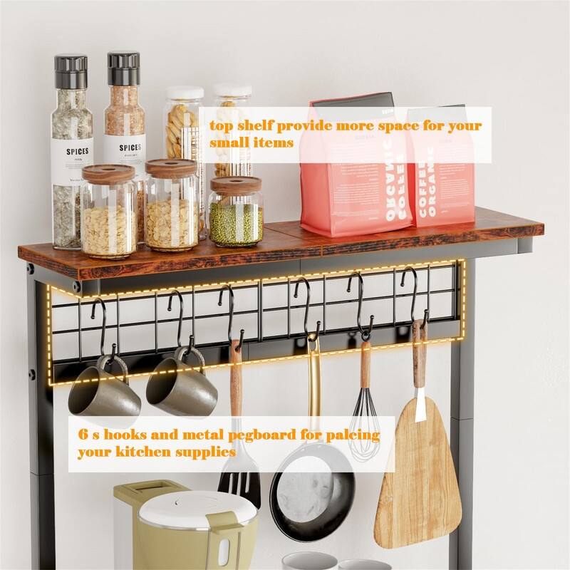 Kitchen Bakers Rack with Power Outlet - 15.16"D x 21.65"W x 49.6"H