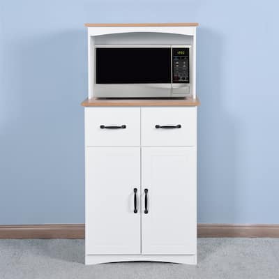 Wooden Kitchen Cabinet White Pantry Storage Microwave Cabine