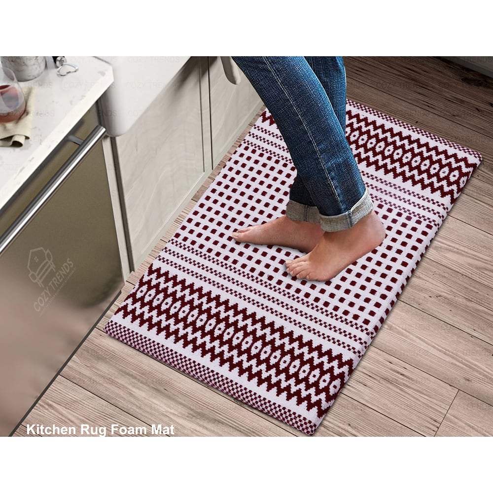 Woven Cotton Anti Fatigue Cushioned Kitchen | Doormat | Bathroom 18" x 30" Mats With Foam Backing Anti Slip - 18''x30''