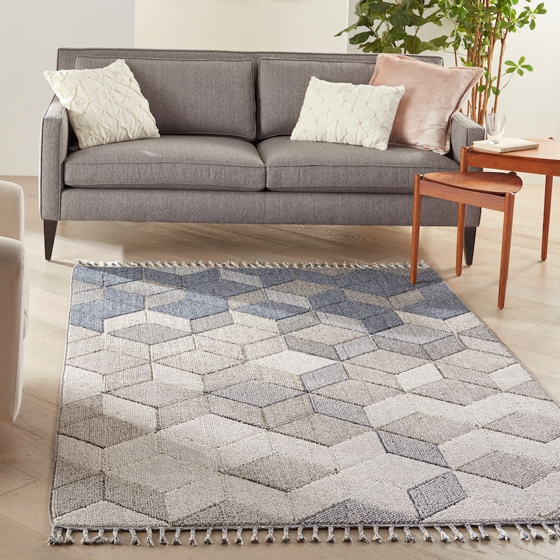 Nourison Elwood Contemporary Geometric Cube Area Rug - 5'3" x 7'11" - Grey/Slate