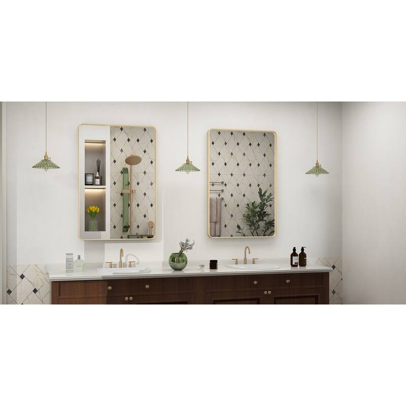 Modern Metal Frame Wall Mounted Bathroom Vanity Mirror