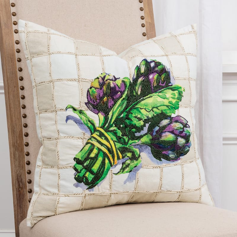 Artichoke Cotton Light Texture Pillow Cover - Cream/Green