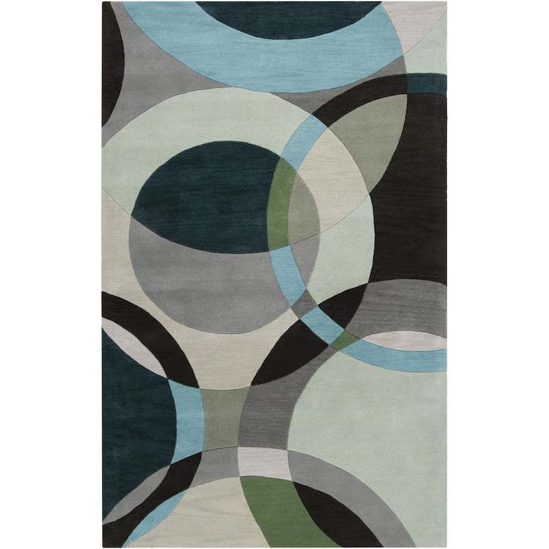 Livabliss Forum Mid-Century Geometric Hand Tufted Area Rug - Blue/Grey - 5' x 8'