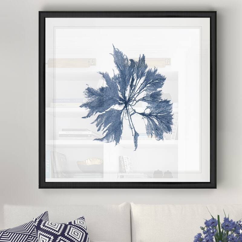 Navy Seaweed I -Black Framed Print