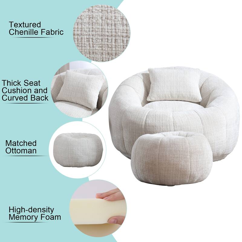 Bean Bag Chairs With Ottoman for Living Room