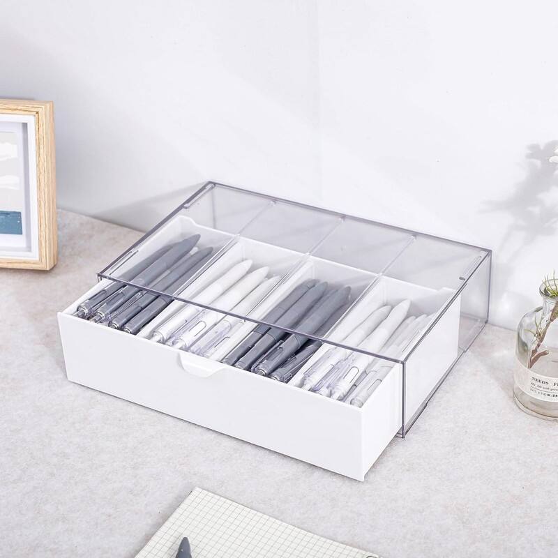 Desk Organizer with Adjustable Compartments - White