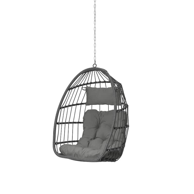 GDFStudio - Penelope Outdoor Rattan Egg Swing Chair for Relaxed and Stylish Garden Lounging