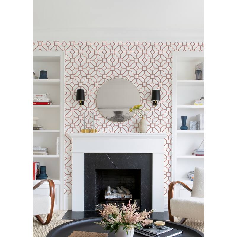 A-Street Prints Addis Coral Trellis Wallpaper