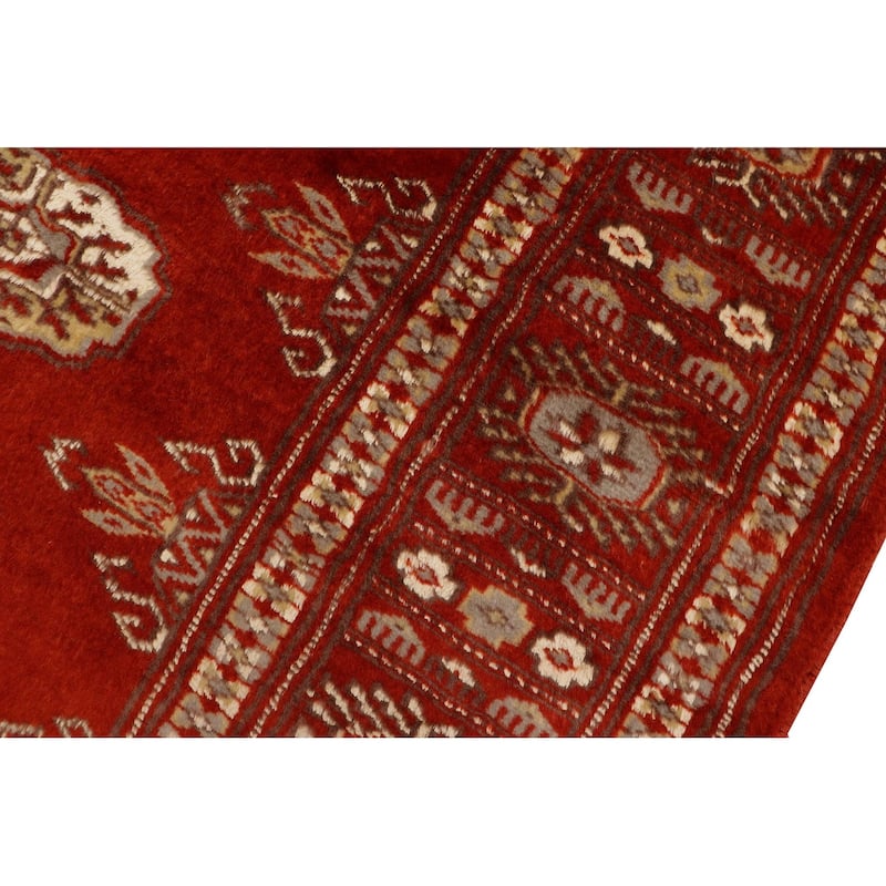 Tribal Bokhara Jordin Rust Gray Hand Knotted Rug - 3'2'' x 5'1''