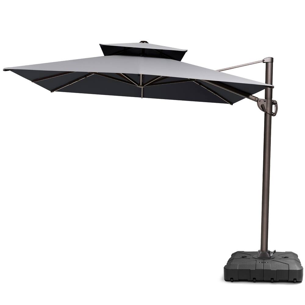 Pellebant 9X11FT Outdoor Dual Top Patio Umbrella Cantilever Offset with Base