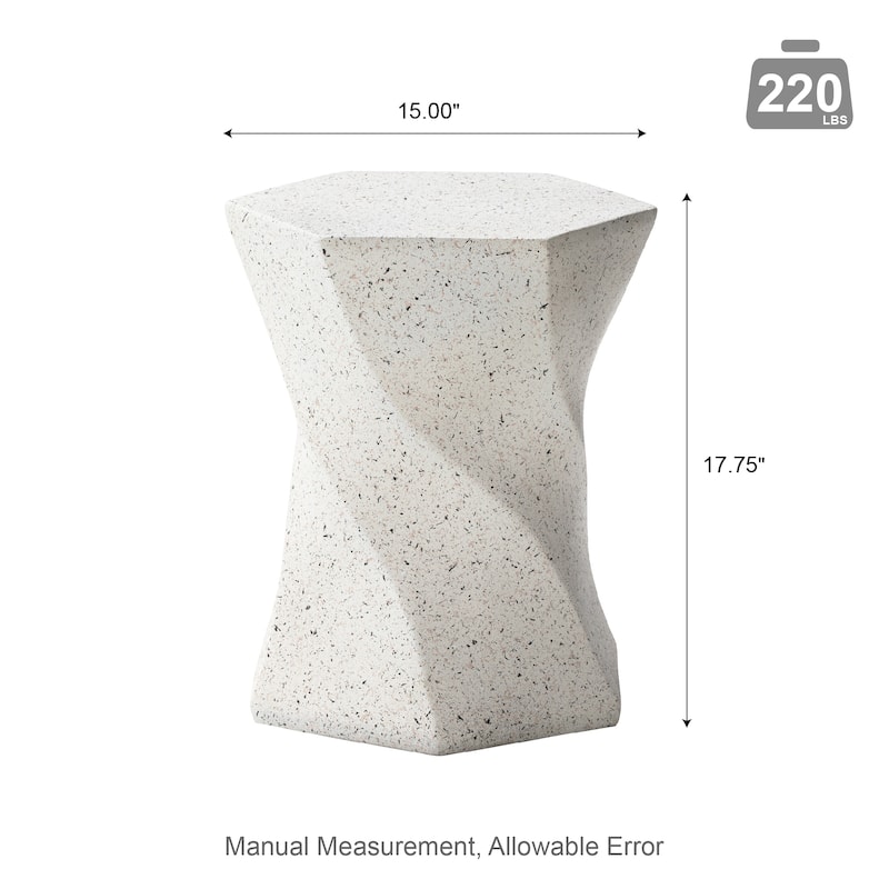 Glitzhome 17.75"H MGO Twist-Style Faux Terrazzo Garden Stool