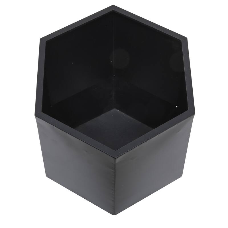 Metal Geometric Hexagon Indoor Outdoor Planter - Set of 3 White, Black, Gray - CosmoLiving by Cosmopolitan