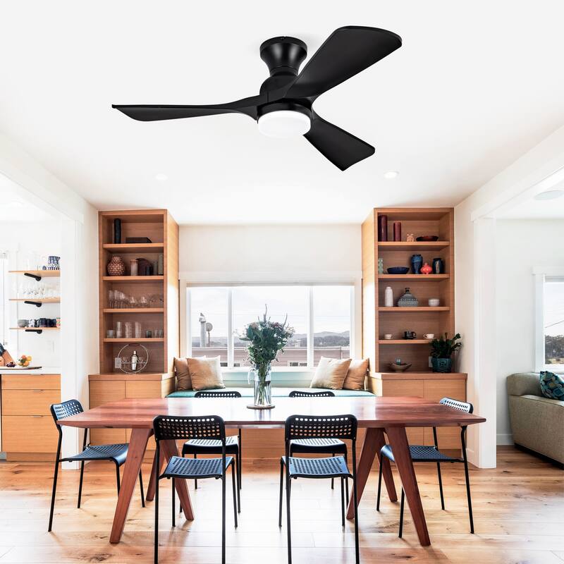 42 Inch Ceiling Fan with Lights Flush Mount Ceiling Fan with Remote Control, ABS Blades Modern Ceiling Fans, Quiet DC Motor