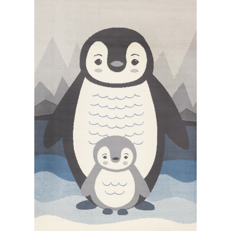 Mama Baby Penguin Kids Area Rug, 3'11" x 5'7"