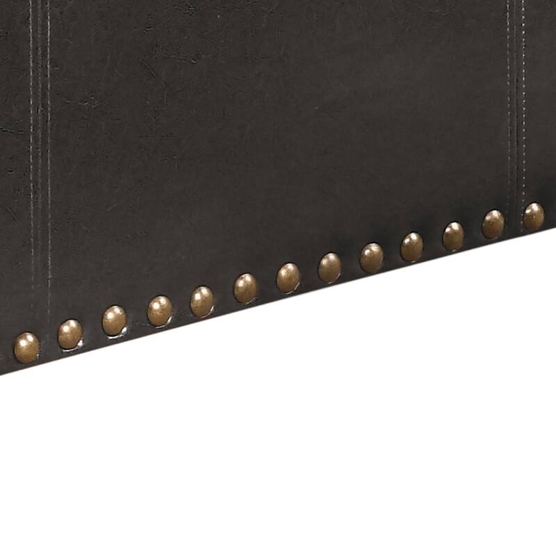 Leather Nailhead Storage Ottoman Bench Cube Set