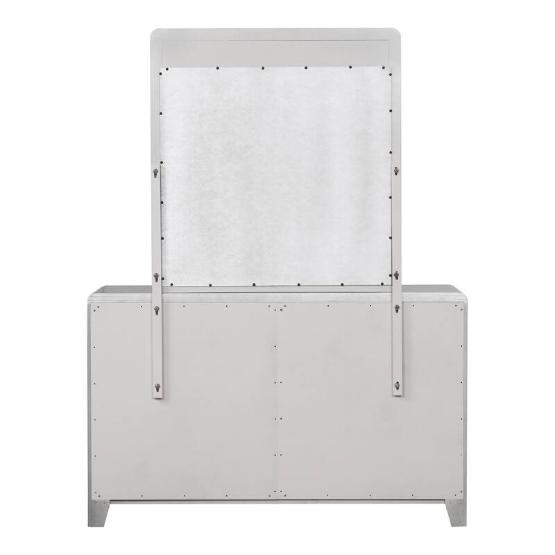 Furniture of America Milandra Modern 5-Piece Champagne Solid Wood Panel Bedroom Set with LED Light