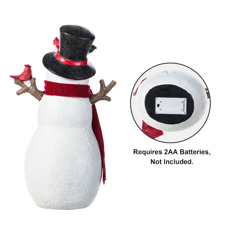 Glitzhome 15"H Christmas Lighted Resin Snowman Table Decor