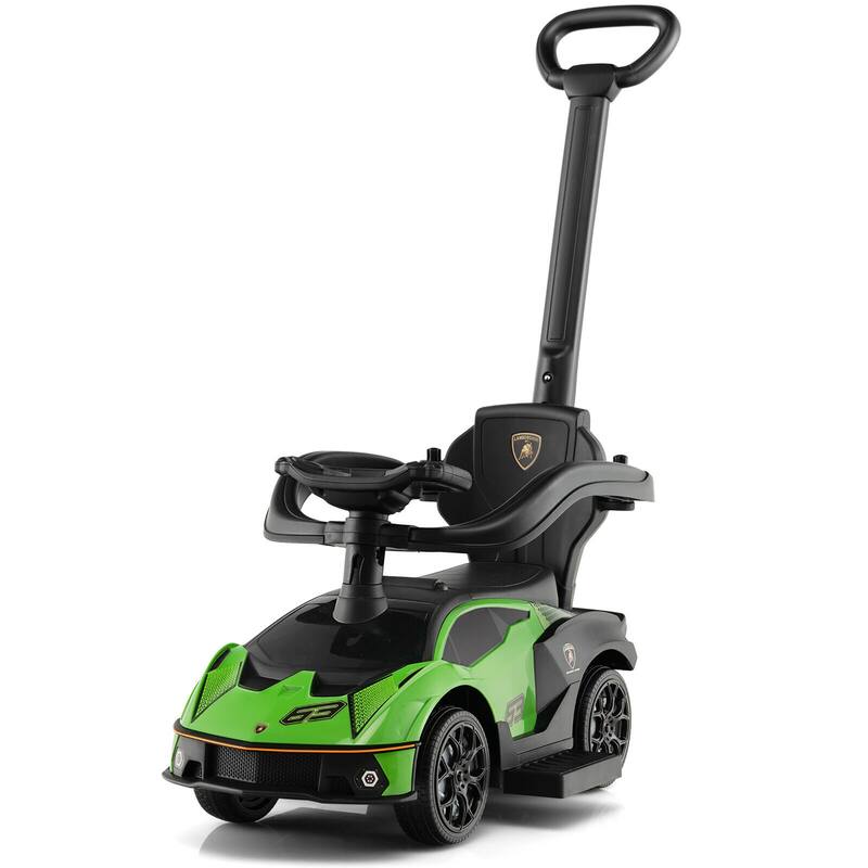 Gymax 3-in-1 Licensed Lamborghini Ride on Push Car Stroller Sliding - Green