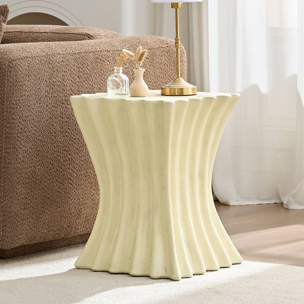 15.16 inch Side Table, Vintage Sturdy Fiberglass Table For Living Room Apartment, No Need Assembly