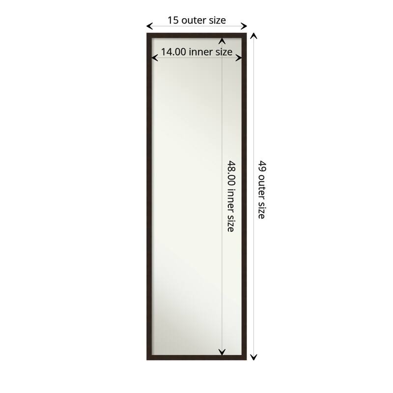 Non-Beveled Wood Full Length On The Door Mirror - Carlisle Frame - Outer Size: 15 x 49 in - Carlisle Espresso Narrow