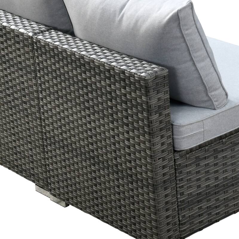 HOOOWOOO 10-piece Wicker Patio Furniture Sectional Sofa Set Swivel Rocker with Fire Pit Table