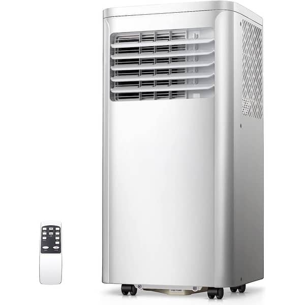 slide 2 of 7, 8,000 BTU Portable AC Unit, Remote Control, 3-in-1 Air Conditioner, Digital Display, 24Hrs Timer, White White