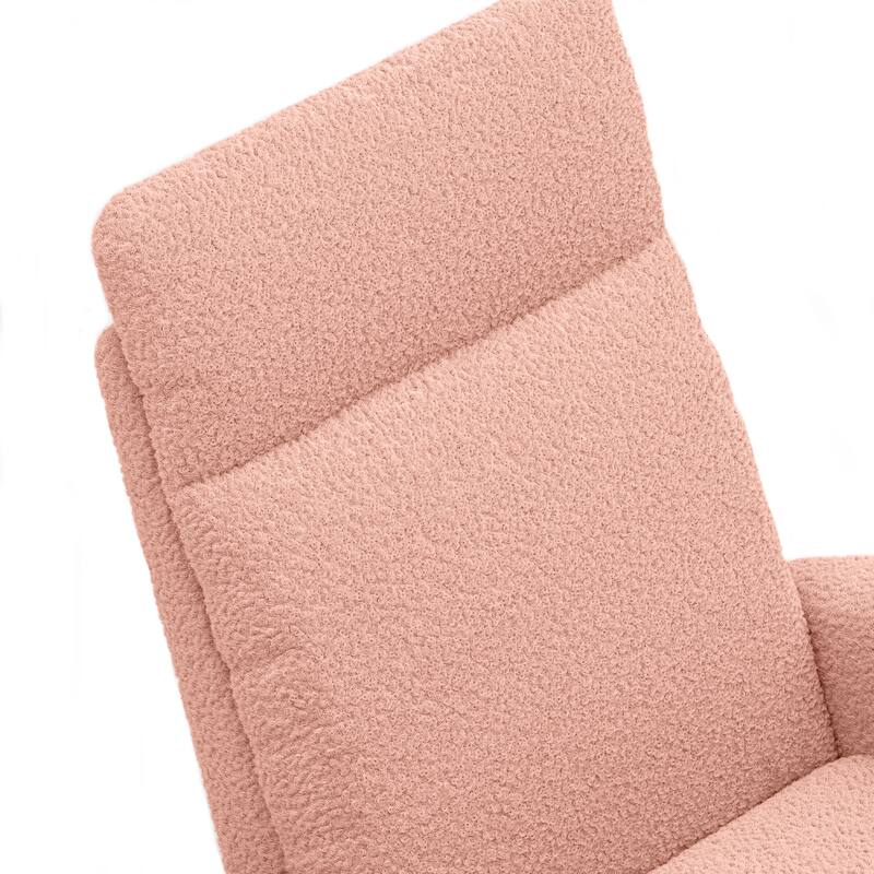 Modern Teddy Fabric Rocking Chair With Right Pocket For Indoor