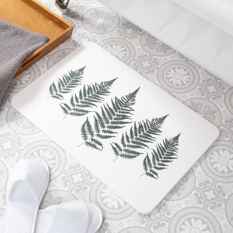 FloorPops Fern Leaf Stone Non Slip Bath Mat