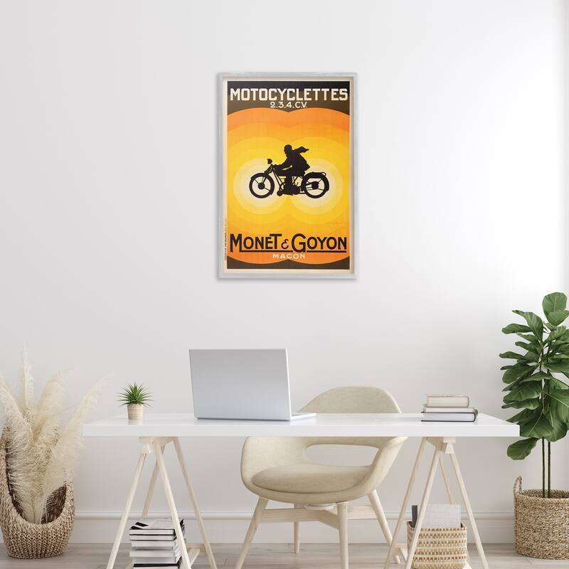 Stupell Vintage Motorcycle Advertisement Framed Giclee Art Design By Marcus Jules
