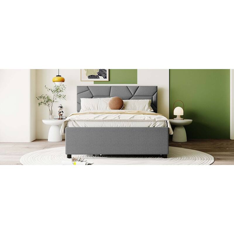 Brick Pattern Platform Bed with Trundle