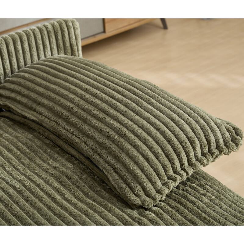 Ergonomic Oversized Chaise Longue Chair, Corduroy Deep Seat Sofa chair with 2 Pillows and Armrests,Four gears can be adjusted,