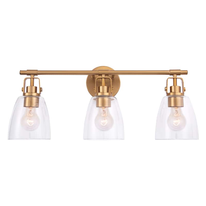 Brilliance Modern Farmhouse 3-Light Gold Vanity Light - 24"L x 7"W x 10.5"H
