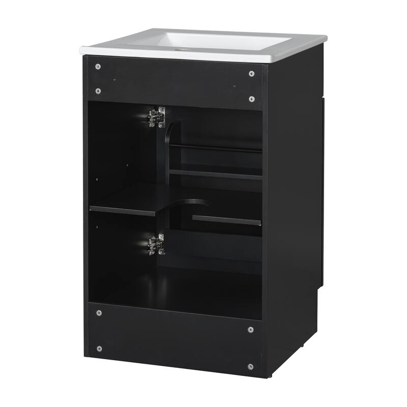 20" Bathroom Vanity With Sink, Vanity Cabinet With Door Shelf And Adjustable Shelf