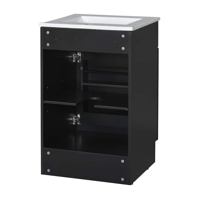 Bathroom Vanity with Sink, Vanity Set with Adjustable Shelf, Bathroom Cabinet with Storage Rack and Soft Closing Door