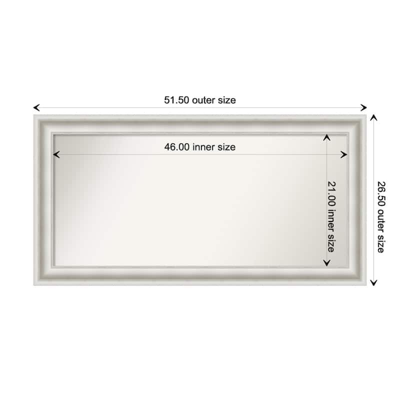 Parlor White Framed Non-Beveled Custom Wall Mirror, Bathroom Vanity Mirror - Outer Size: 51.5 x 26.5