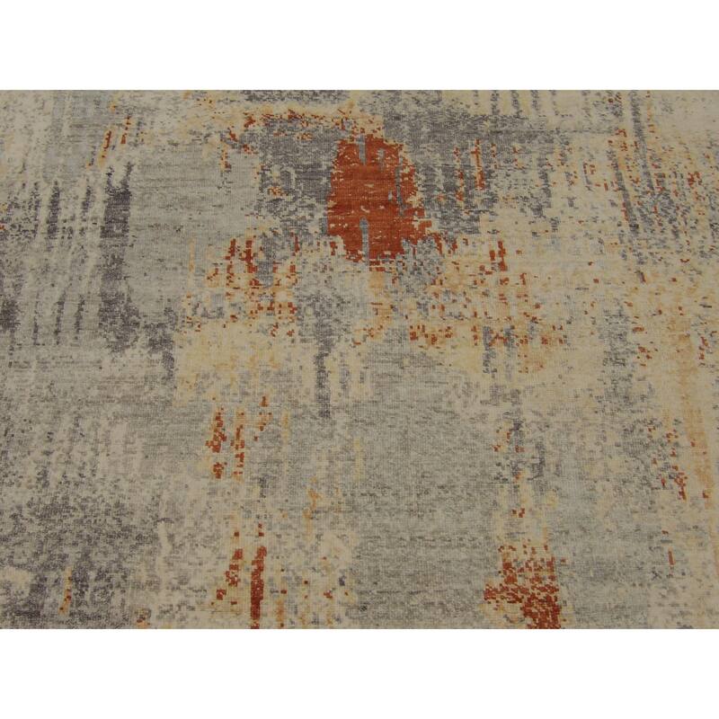 Wahi Rugs Abstract Silk Oxidized Mosaic Design 8'0"x10'0" Hand-knotted Rug - 8' x 10'