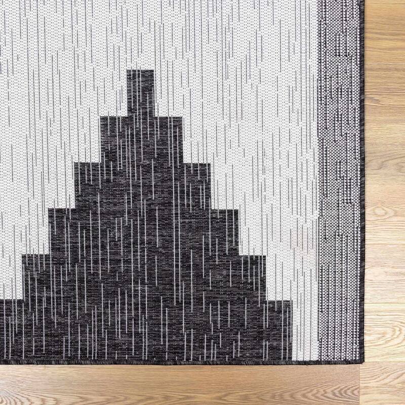 Hauteloom Caluya Living Room, Bedroom Patio Outdoor Area Rug - Blue, Gray, Navy - 2' x 2'11"