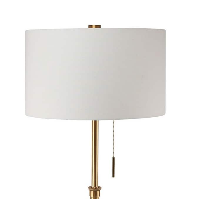 Vintage Look 1pc Floor Lamp Brushed Steel Tripod Legs Unique High Lamp Pull Switch 57"H