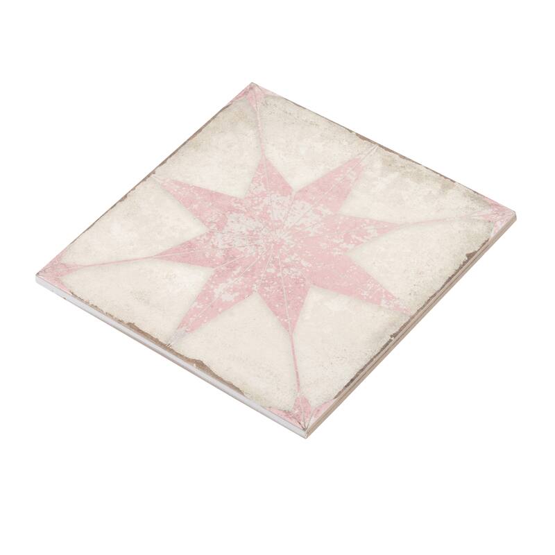 Faenza 8x8 White Pink Porcelain Square Motif Wall and Floor Tile (6.46 sq ft/case) - 15 Pack