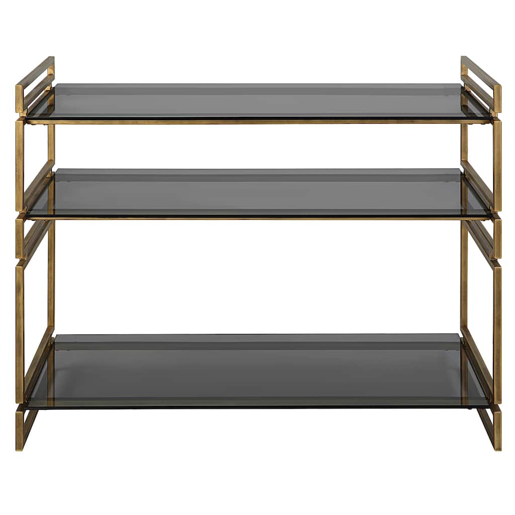 Uttermost Stacked Up Gray Glass Console Table - 40"W x 33"H x 16"D